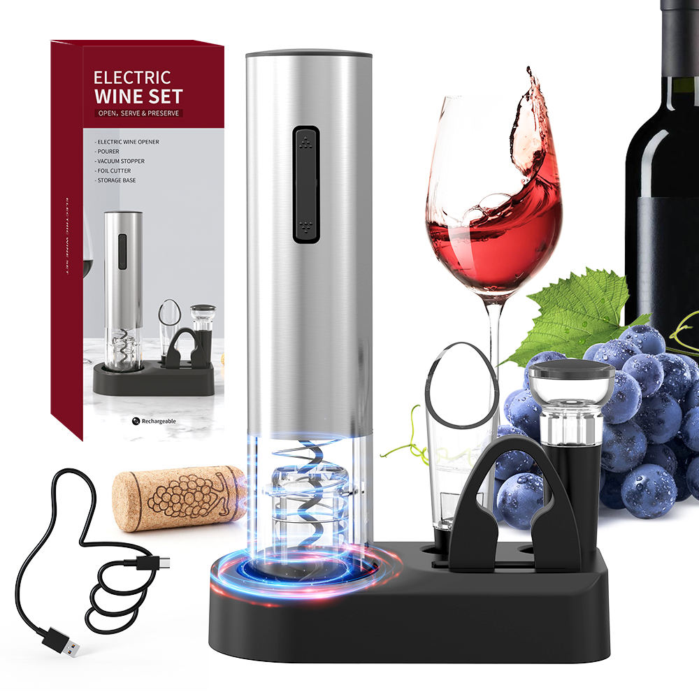 Tire-bouchon électrique rechargeable automatique USB-C – Ouvre-bouteille à vin élégant et pratique