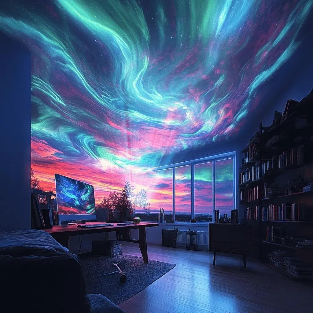 đ Projecteur LED dâAmbiance Multicolore â Effet Vagues Lumineuses 360°