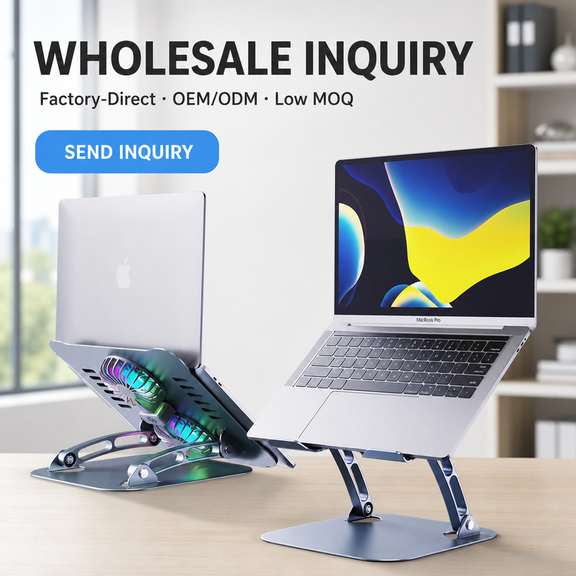 💻 Support PC Portable Aluminium avec Double Ventilateur – Réglable, Pliable & Antidérapant | Confort & Refroidissement