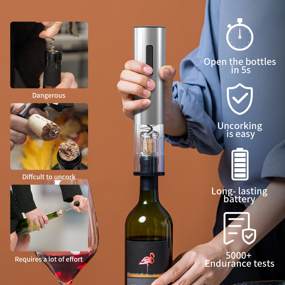 Tire-bouchon électrique rechargeable automatique USB-C – Ouvre-bouteille à vin élégant et pratique