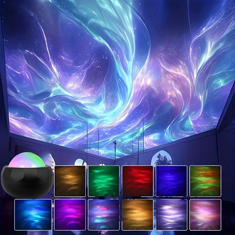 🌈 Projecteur LED d’Ambiance Multicolore – Effet Vagues Lumineuses 360°